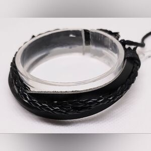 Men's Leather‎ Bracelet Braided Black F1